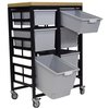 Storwerks Mobile Workbench Storage Station w/Wood Top -6 StorSystem Trays-Grey CE2102DGGC-2D2T2QLG